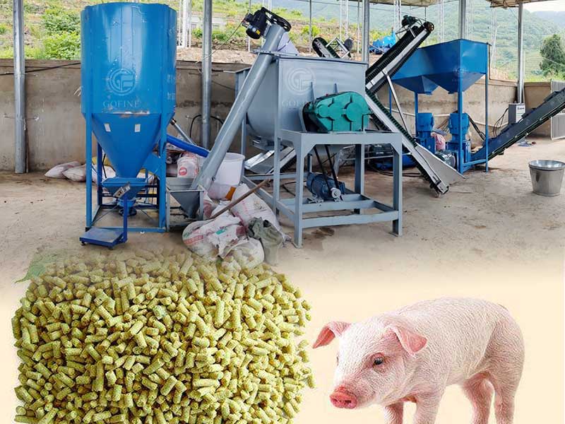 Complete pig feed production line for feed mill plant